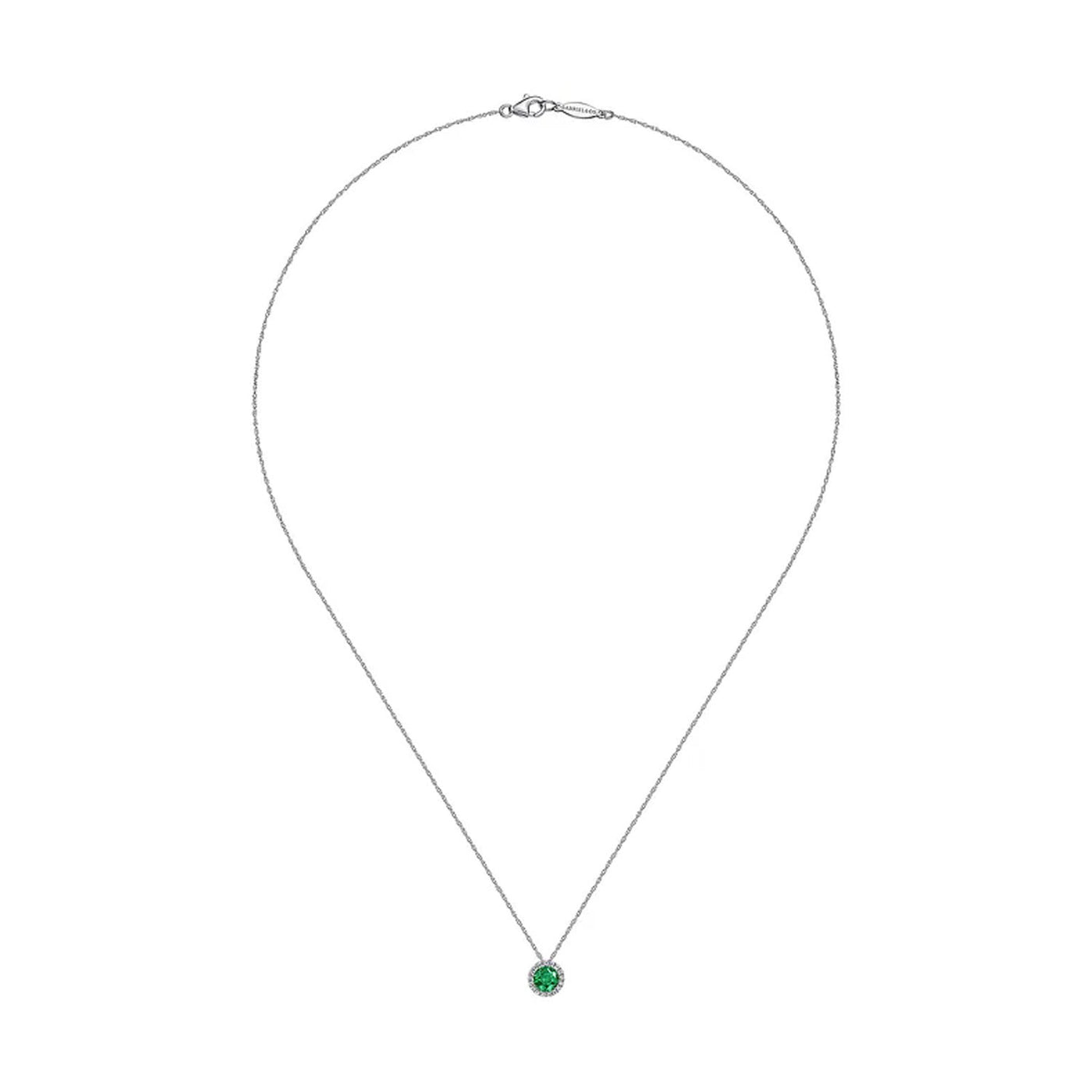 Gabriel & Co. 14k White Gold Diamonds and Emerald Necklace – NK2824W45EA