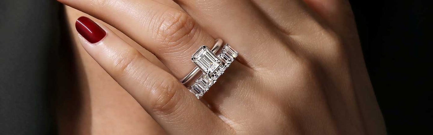 Gabriel & Co. Engagement ring on women's finger