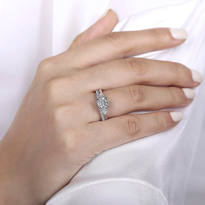 Gabriel & Co. 14k White Gold Three Stone Diamond Semi-Mount Engagement Ring – ER14794R4W44JJ.CSCZ