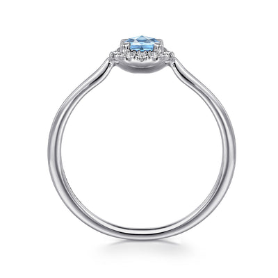 Gabriel & Co. 14k White Gold Diamond and Blue Topaz Halo Ring – LR51264W45BT