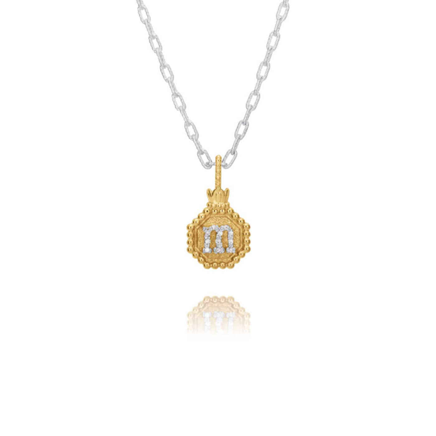 Vahan Sterling Silver and 14k Pendant Letter M – 70977D/M