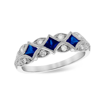 Allison Kaufman 14k White Gold Sapphires and Diamonds Fashion Ring – W2433