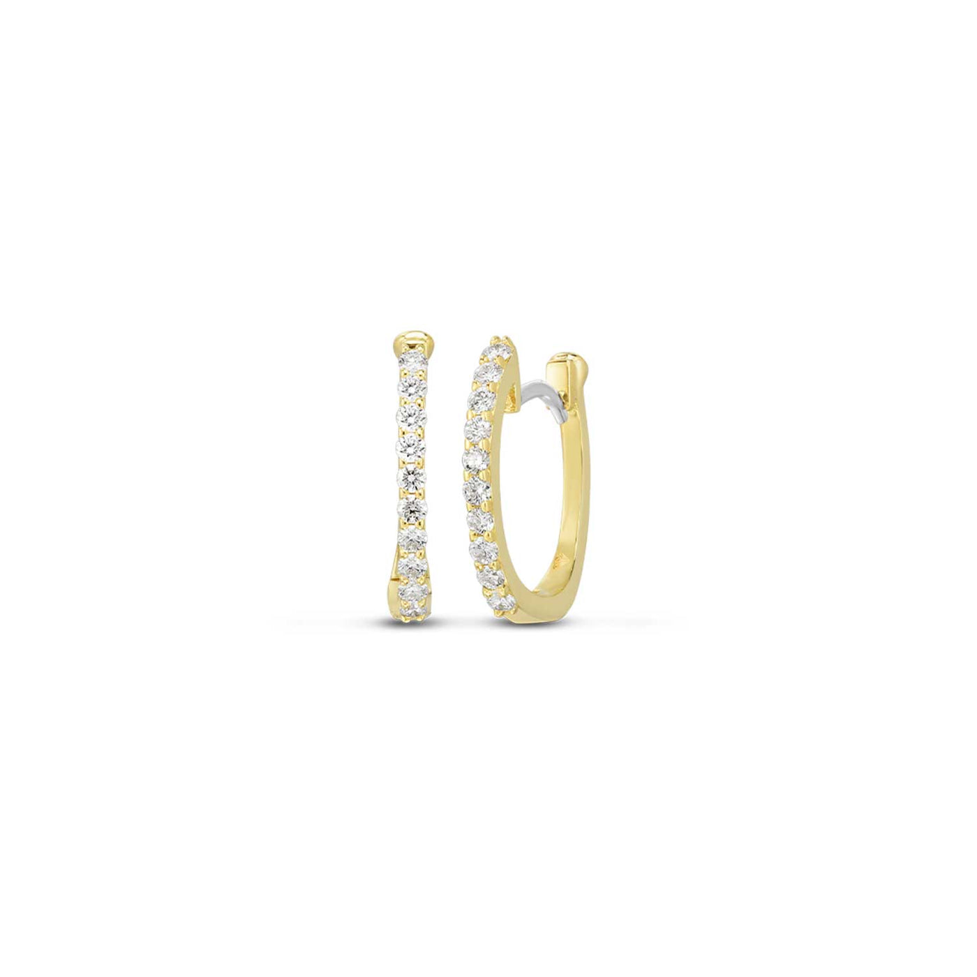 Roberto Coin 18k Yellow Gold Oval Diamond Hoop Earrings – 000466AYERX0