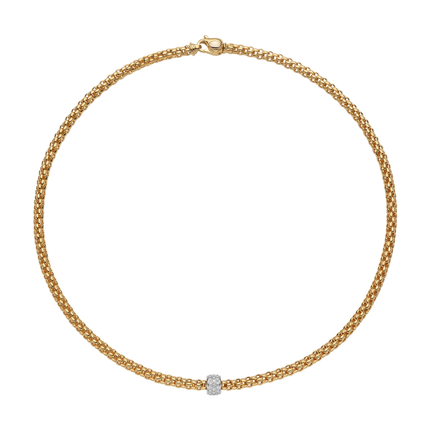 Fope 18k Yellow Gold Solo 0.29TWT Diamonds Rondel Necklace – 634C PAVE