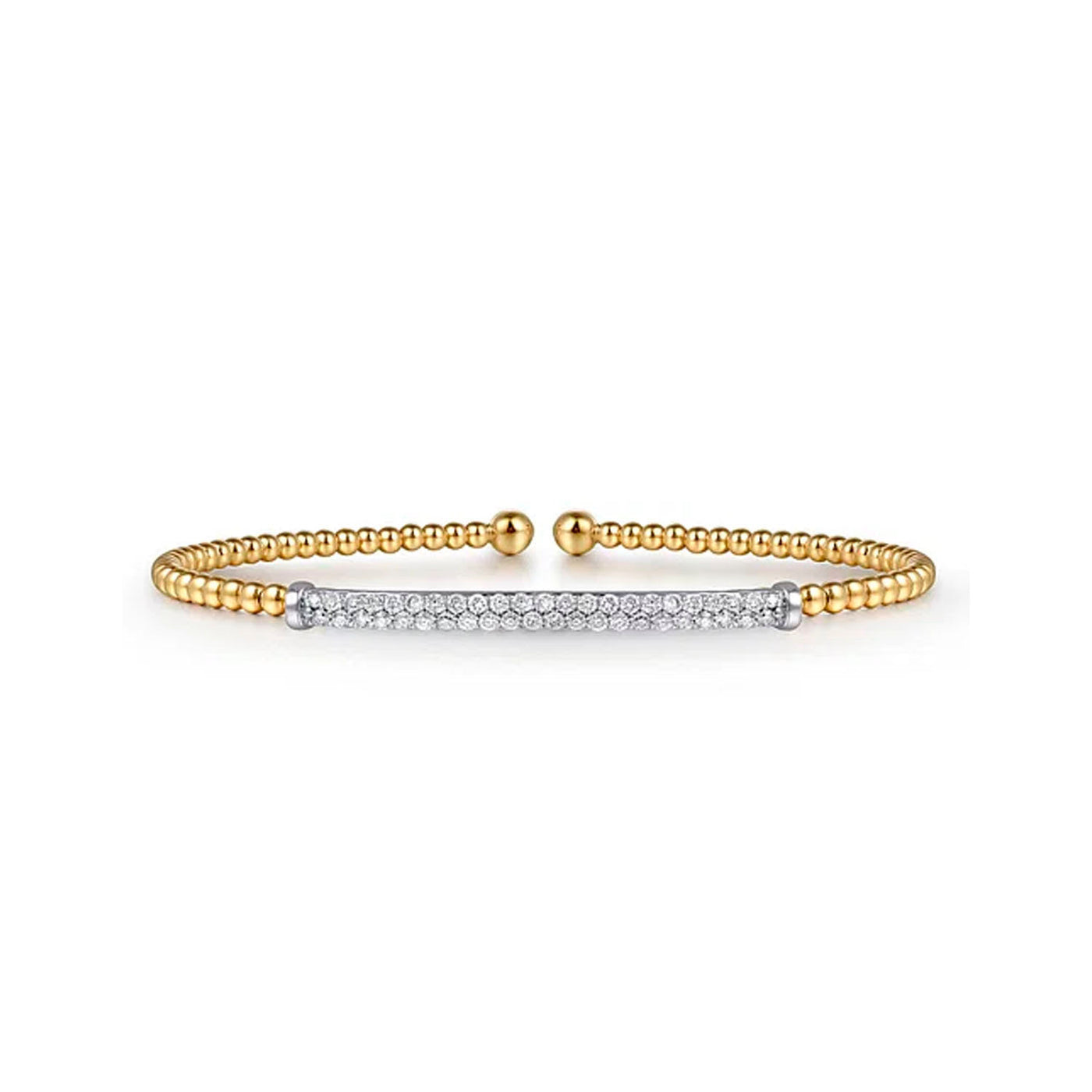 Gabriel & Co. 14k Yellow Gold Beaded Diamond Bangle Bracelet – BG4262-62Y45JJ