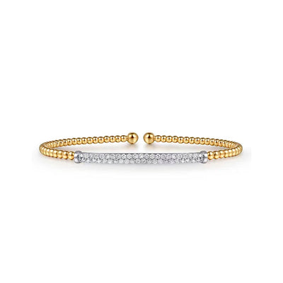 Gabriel & Co. 14k Yellow Gold Beaded Diamond Bangle Bracelet – BG4262-62Y45JJ