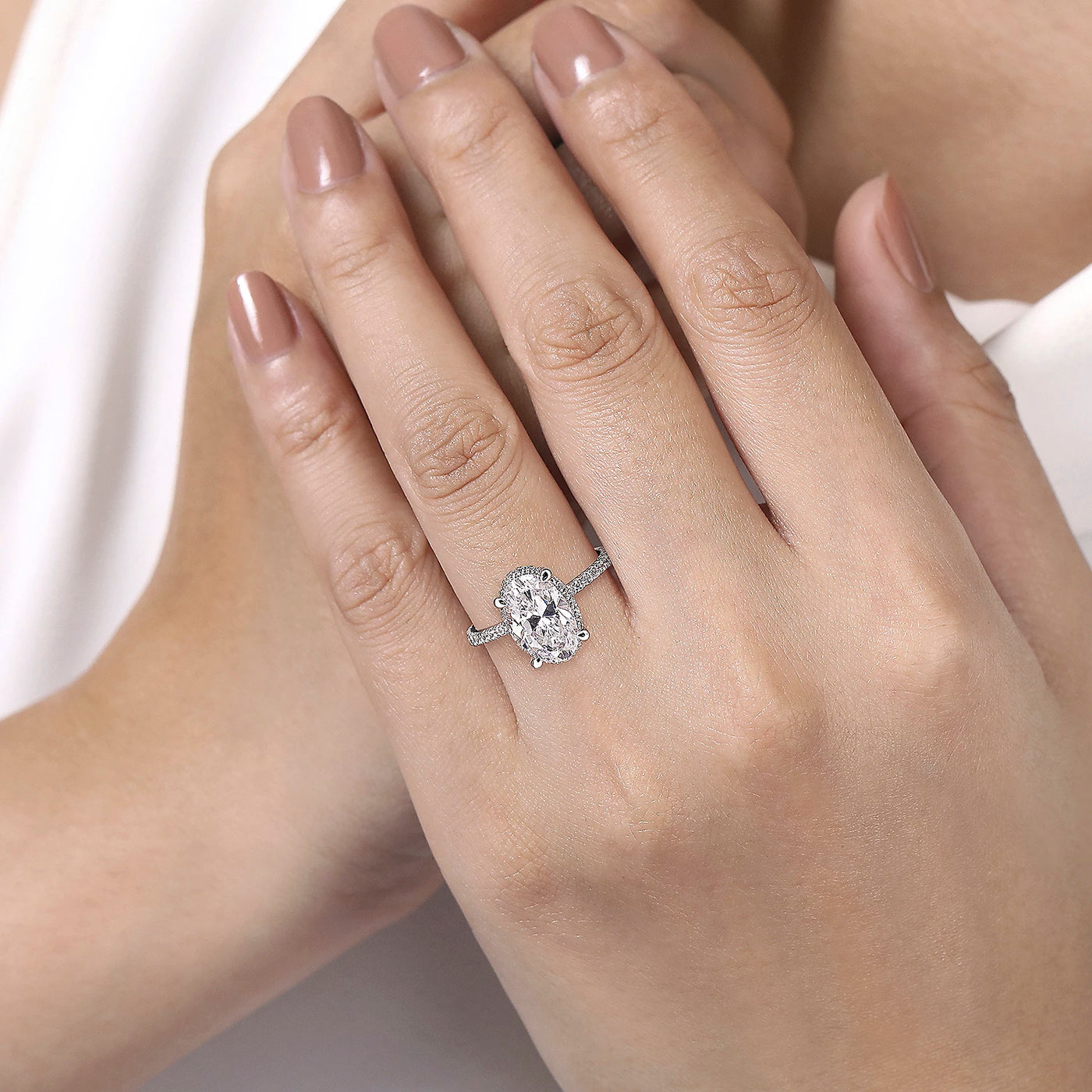 Gabriel & Co. 14k White Gold Oval Hidden Halo Diamond Semi-Mount Engagement Ring – ER14719O12W44JJ.CSCZ