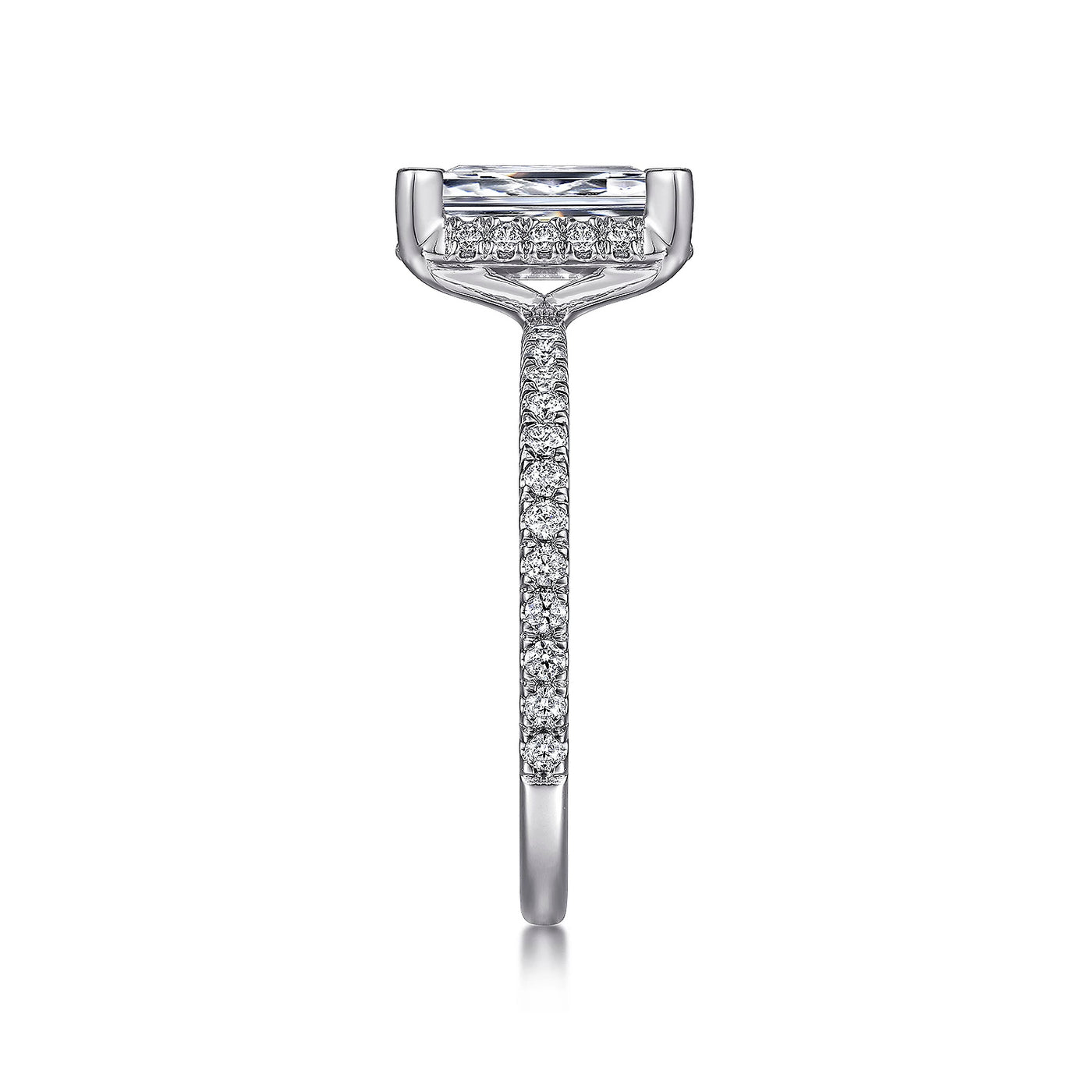 Gabriel & Co. 14k White Gold Emerald Cut Hidden Halo Diamond Semi-Mount Engagement Ring – ER14719E8W44JJ.CSCZ