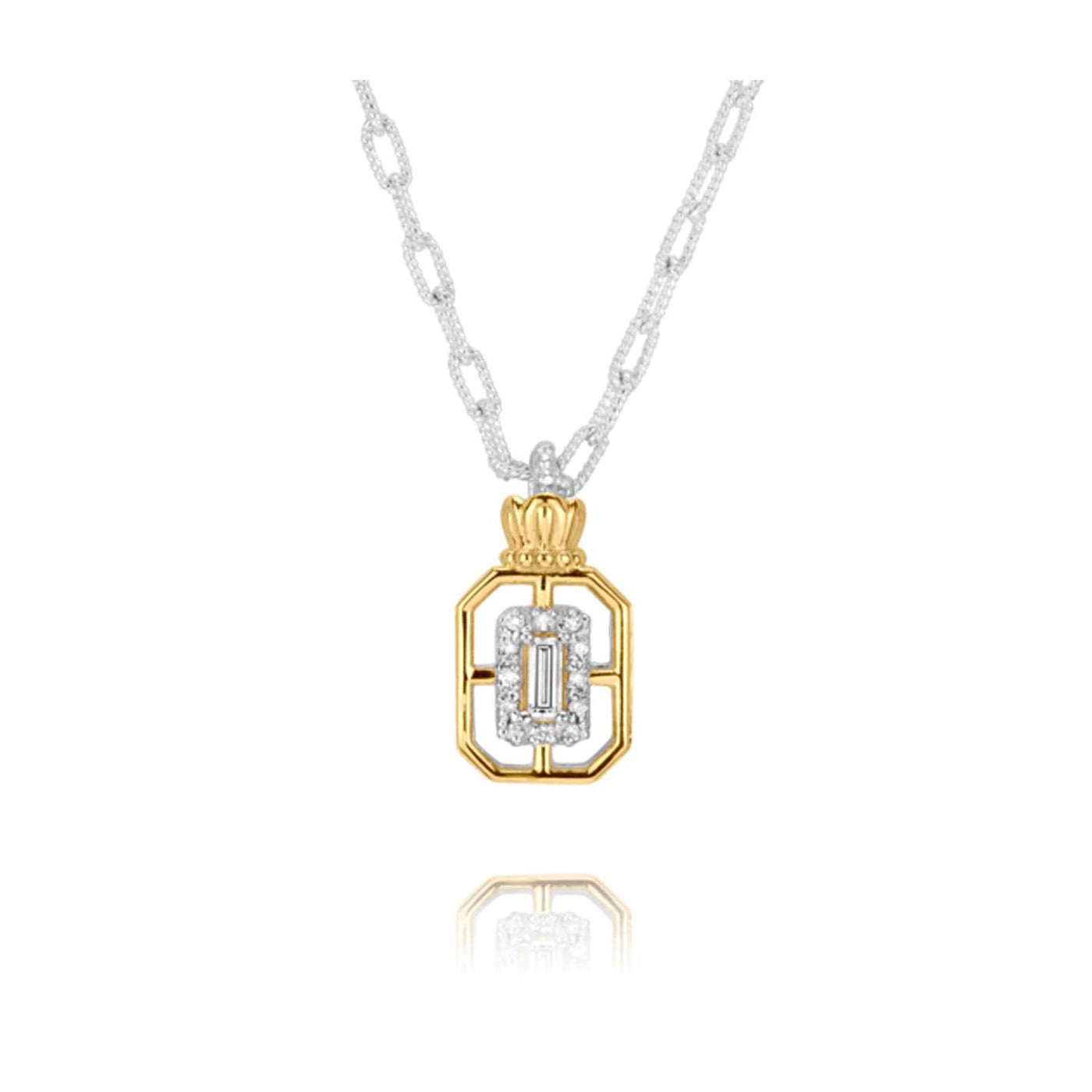 Vahan Sterling Silver and 14k Gold Diamond Pendant Necklace – 70952D/18