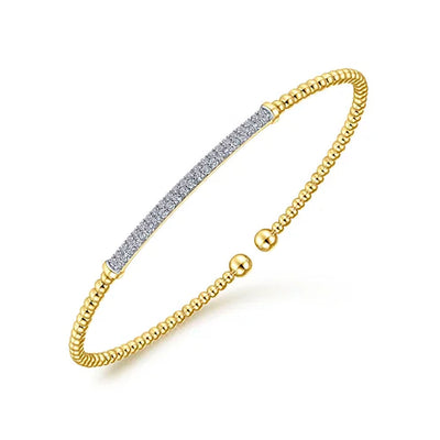 Gabriel & Co. 14k Yellow Gold Beaded Diamond Bangle Bracelet – BG4262-62Y45JJ