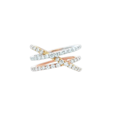 Heera Moti 14k White, Yellow & Rose Gold Right Hand Diamond Fashion Ring – LD2154-313