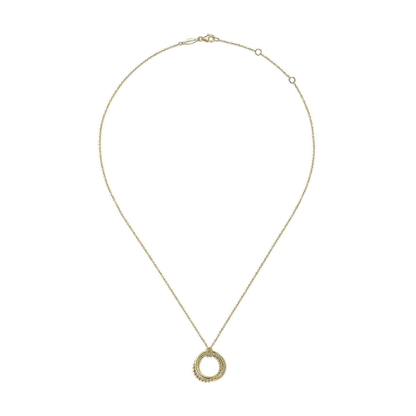 Gabriel & Co. 14k Yellow Gold BujukanTwisted Rope Multi Circle Drop Pendant – NK6531Y4JJJ