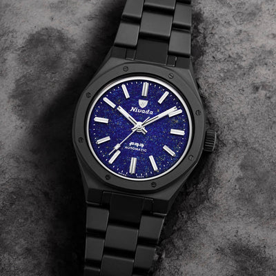 Nivada Grenchen F77 Black Ceramic Lapis Lazuli Limited Edition Automatic – 68022A77