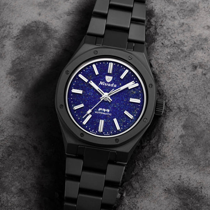 Nivada Grenchen F77 Black Ceramic Lapis Lazuli Limited Edition