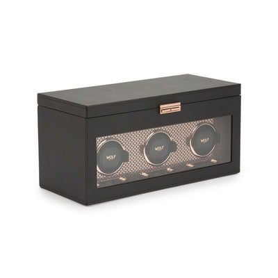 Wolf 1834 Axis Triple Watch Winder with cover and storage – 469416