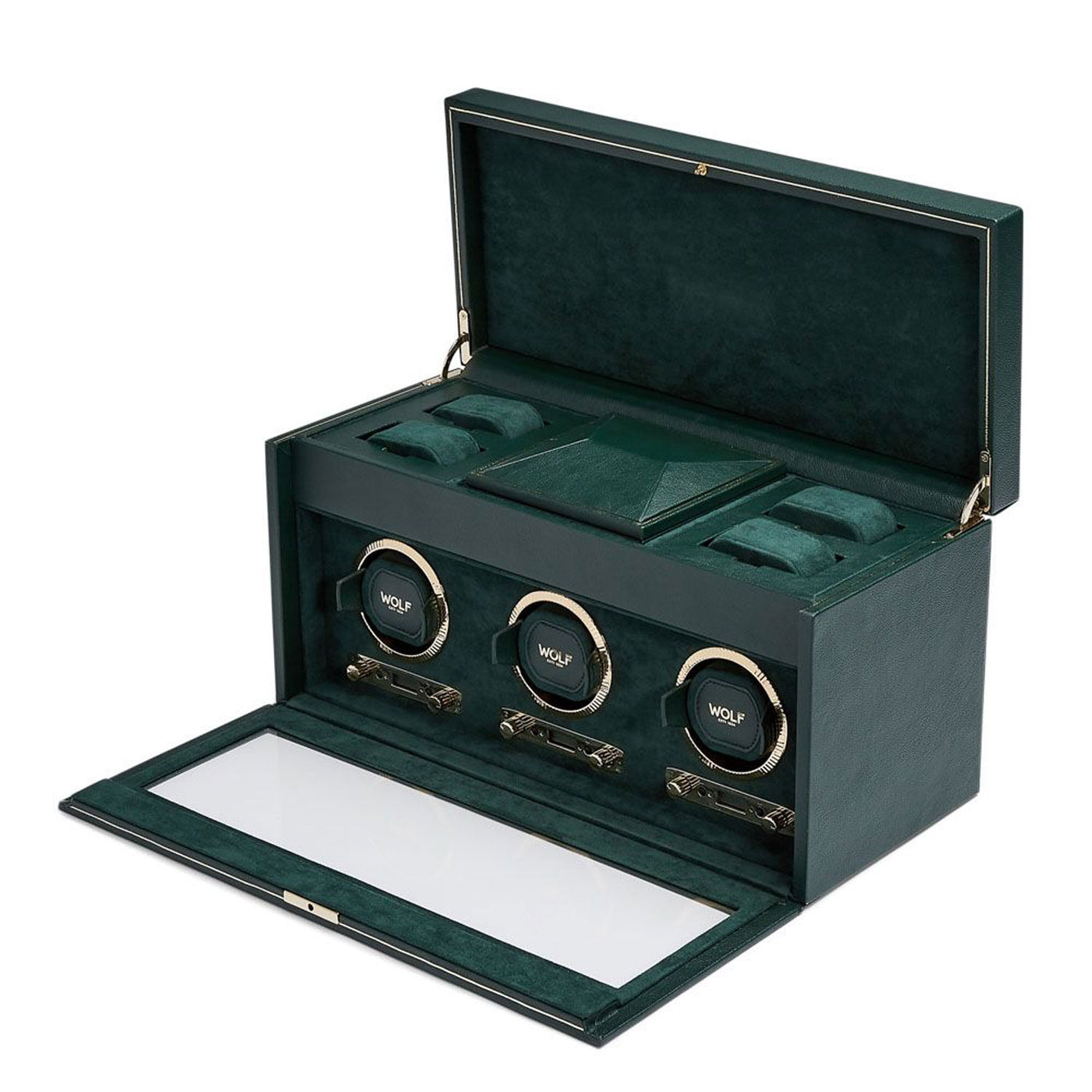 Wolf 1834 British Racing Triple Watch Winder, Programmable With Storage – 792341