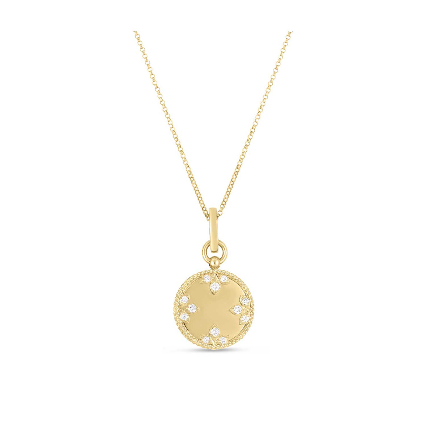 Roberto Coin 18k Yellow Gold Medallion Diamond Circle Pendant Necklace – 7773600AY17X