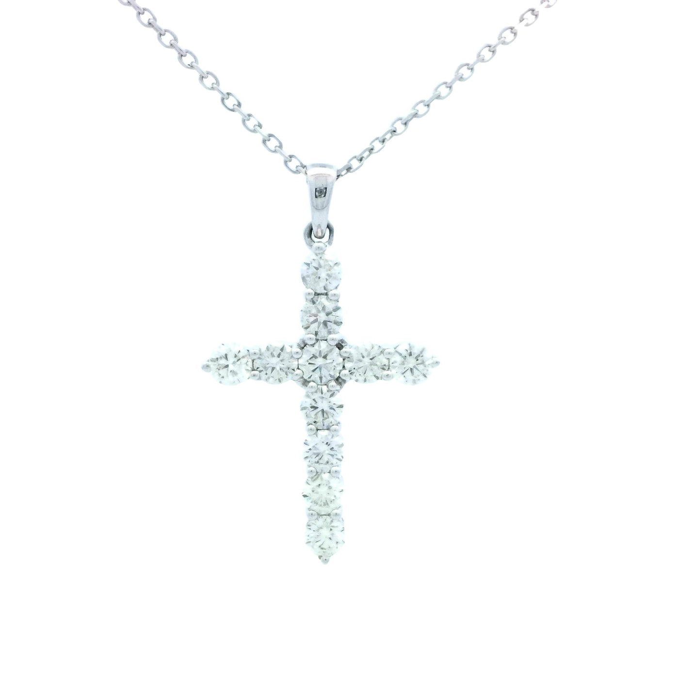 Heera Moti 14k White Gold Diamond Cross Pendant Necklace – WCAB35-18