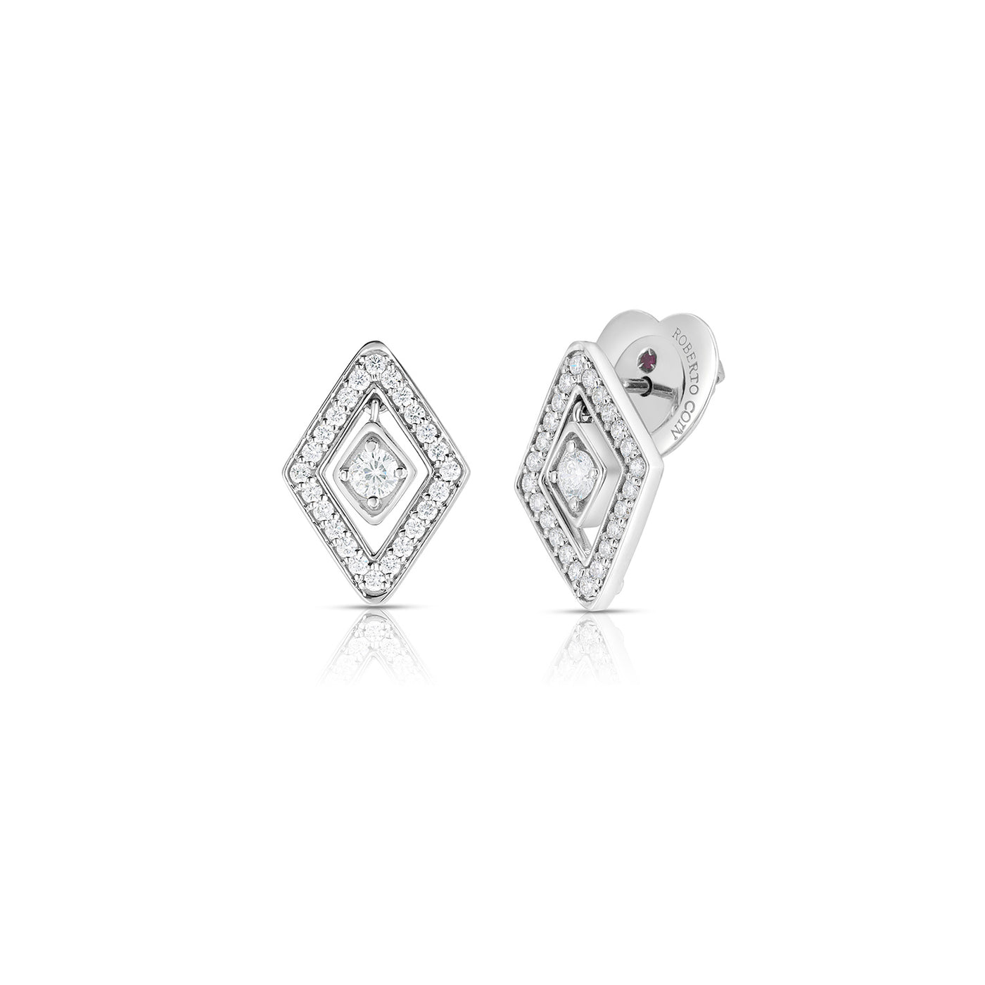 Roberto Coin 18k White Gold Diamante Rhombus Diamond Fashion Earrings – 111481AWERX0