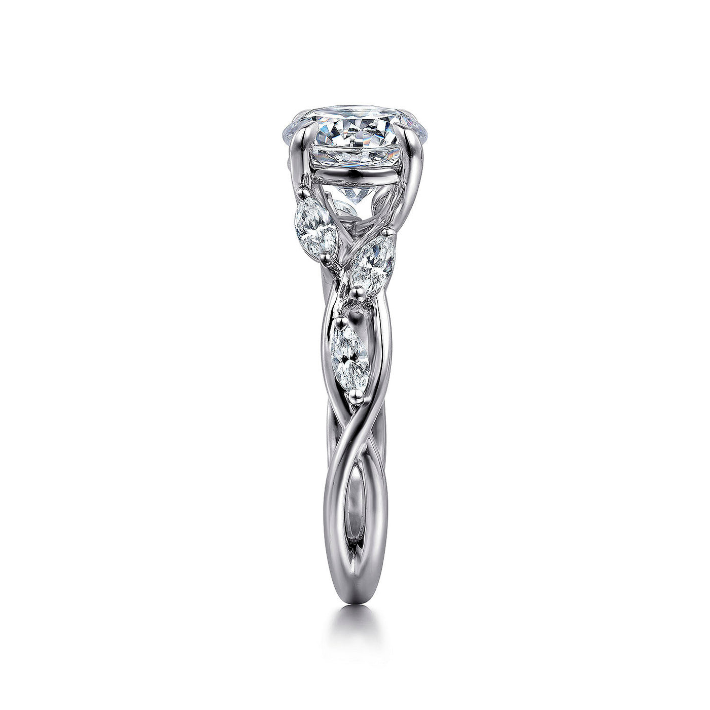 Gabriel & Co. 14k White Gold Floral Round Diamond Semi-Mount Engagement Ring – ER16195R6W43JJ.CSCZ