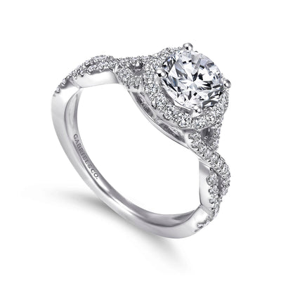 Gabriel & Co. 14k White Gold Halo Diamond Semi-Mount Engagement Ring – ER7543W44JJ.CSCZ