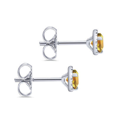 Gabriel & Co. 14k White Gold Lusso Color Round Halo Diamonds with Citrine Earrings – EG12372W45CT