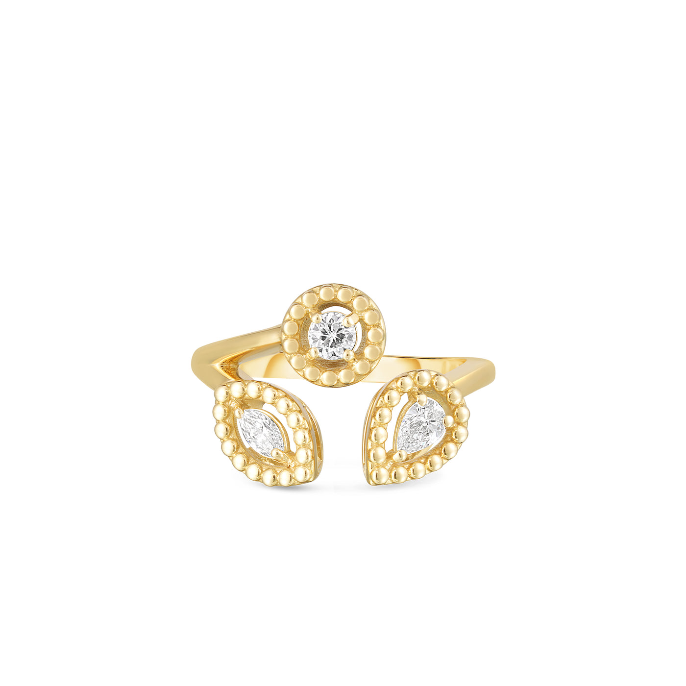 Roberto Coin 18k Yellow Gold 3 Stone Diamond Fashion Ring – 111491AX65X0