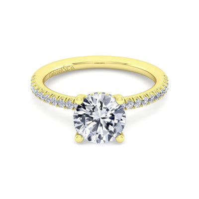 Gabriel & Co. 14k Yellow Gold Solitaire Diamond Semi-Mount Engagement Ring – ER13903R8Y44JJ.CSCZ