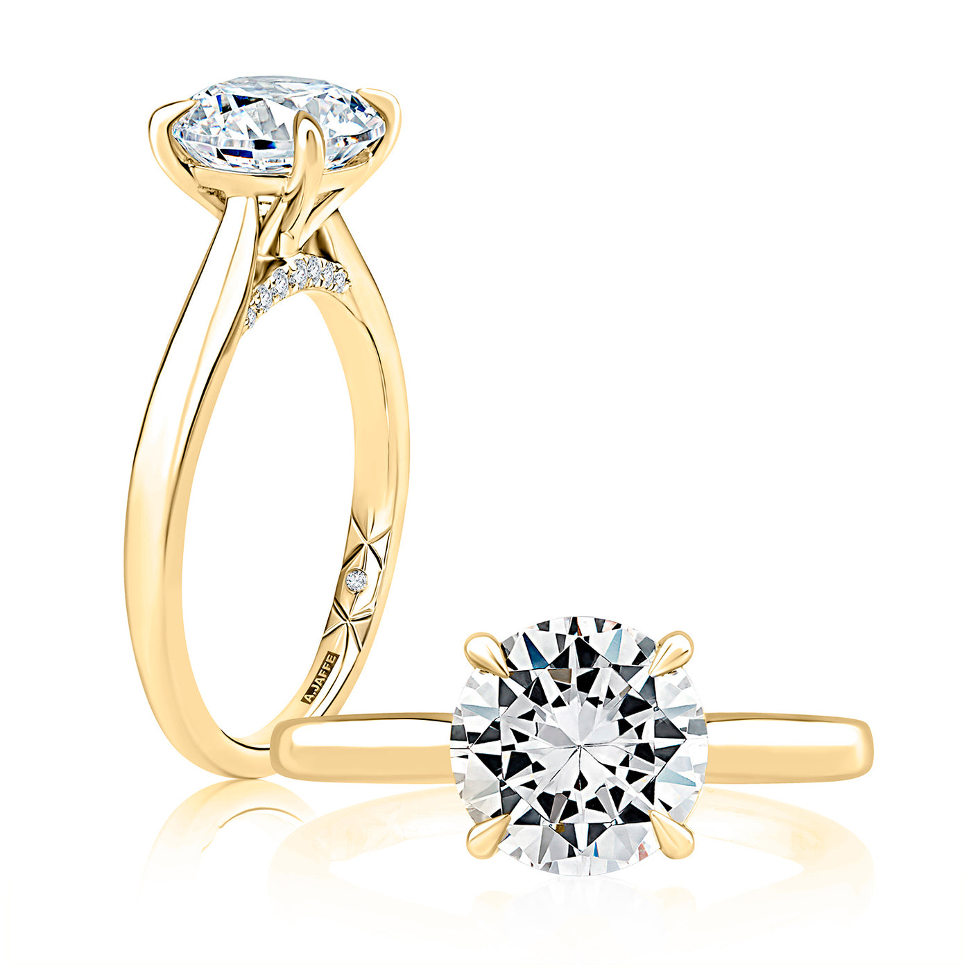 A.Jaffe 14k Yellow Gold Round Solitaire Diamond Semi-Mount Engagement Ring – MECRD2543/108