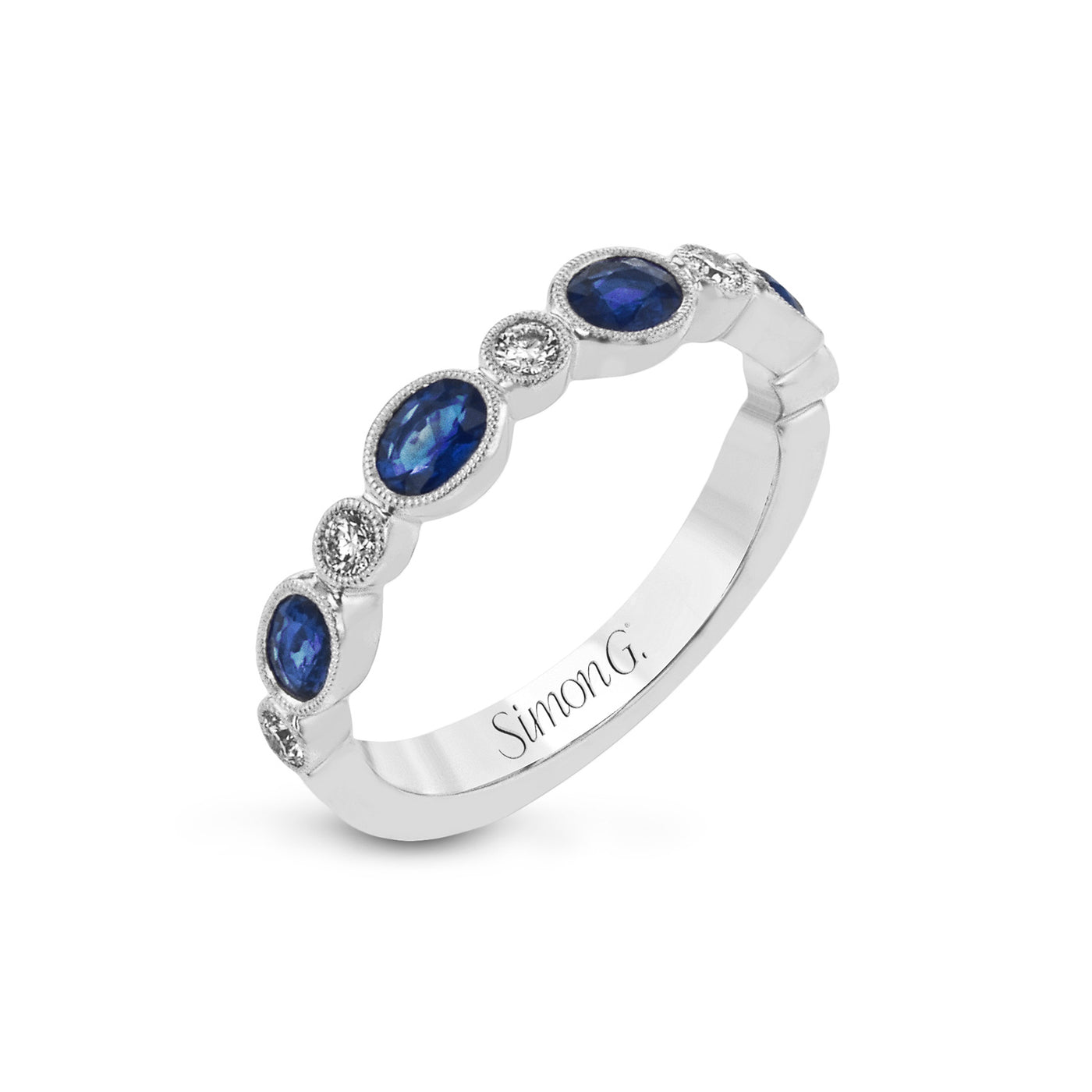 Simon G 18k White Gold Diamond and Sapphire Fashion Ring – LR2462