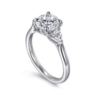 Gabriel & Co. 14k White Gold Three Stone Round Diamond Semi-Mount Engagement Ring – ER16402R6W44JJ.CSCZ