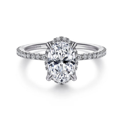 Gabriel & Co. 14k White Gold Oval Hidden Halo Diamond Semi-Mount Engagement Ring – ER14719O6W44JJ.CSCZ