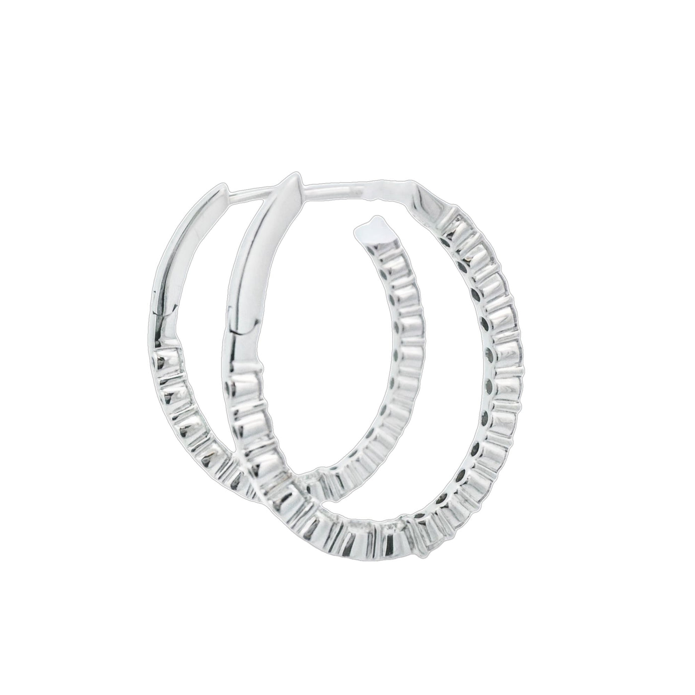 GBC 14k White Gold In-Out Oval Diamond Hoop Earrings – 2383704