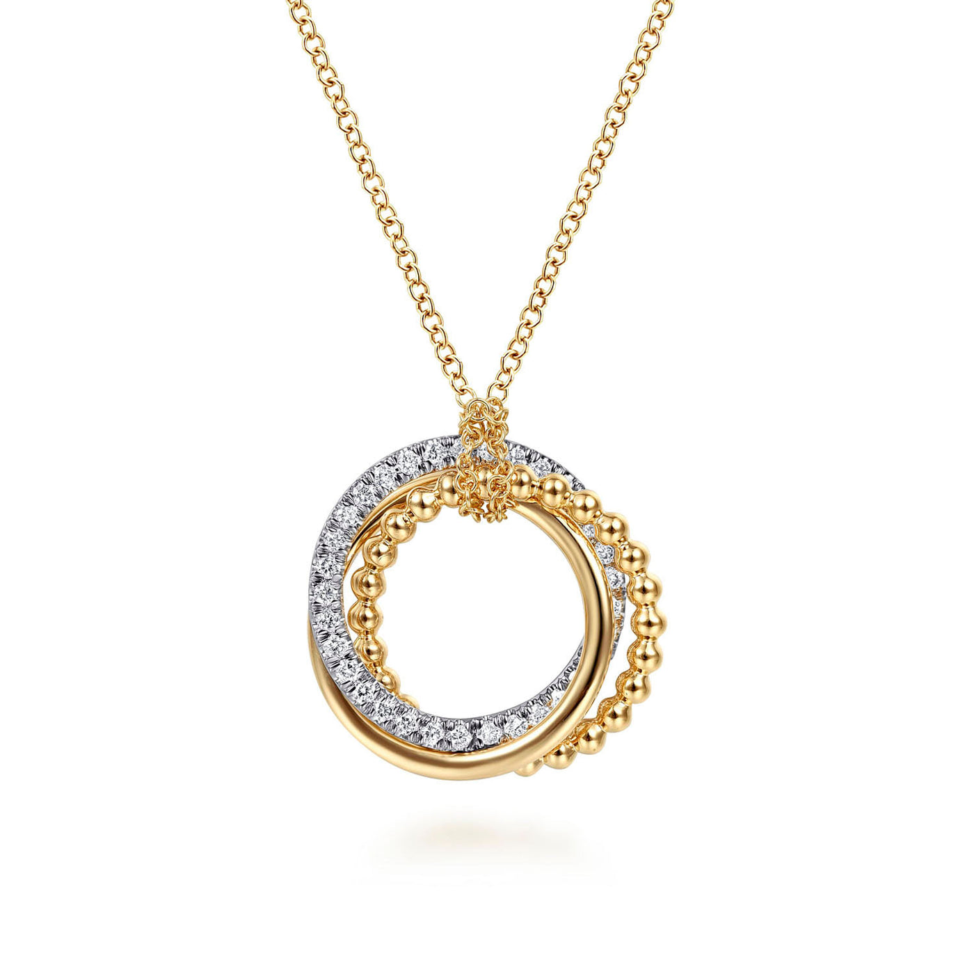 Gabriel & Co. 14k White & Yellow Gold Interlocking Circles Diamond Necklace – NK6360M45JJ