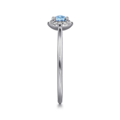 Gabriel & Co. 14k White Gold Diamond and Blue Topaz Halo Ring – LR51264W45BT