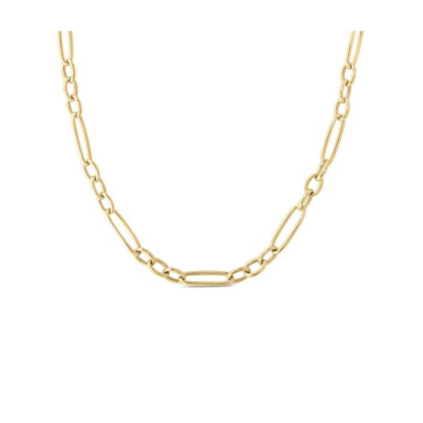 Roberto Coin 18k Yellow Gold Alternating Long & Short Oval Link Necklace – 9151219AY180