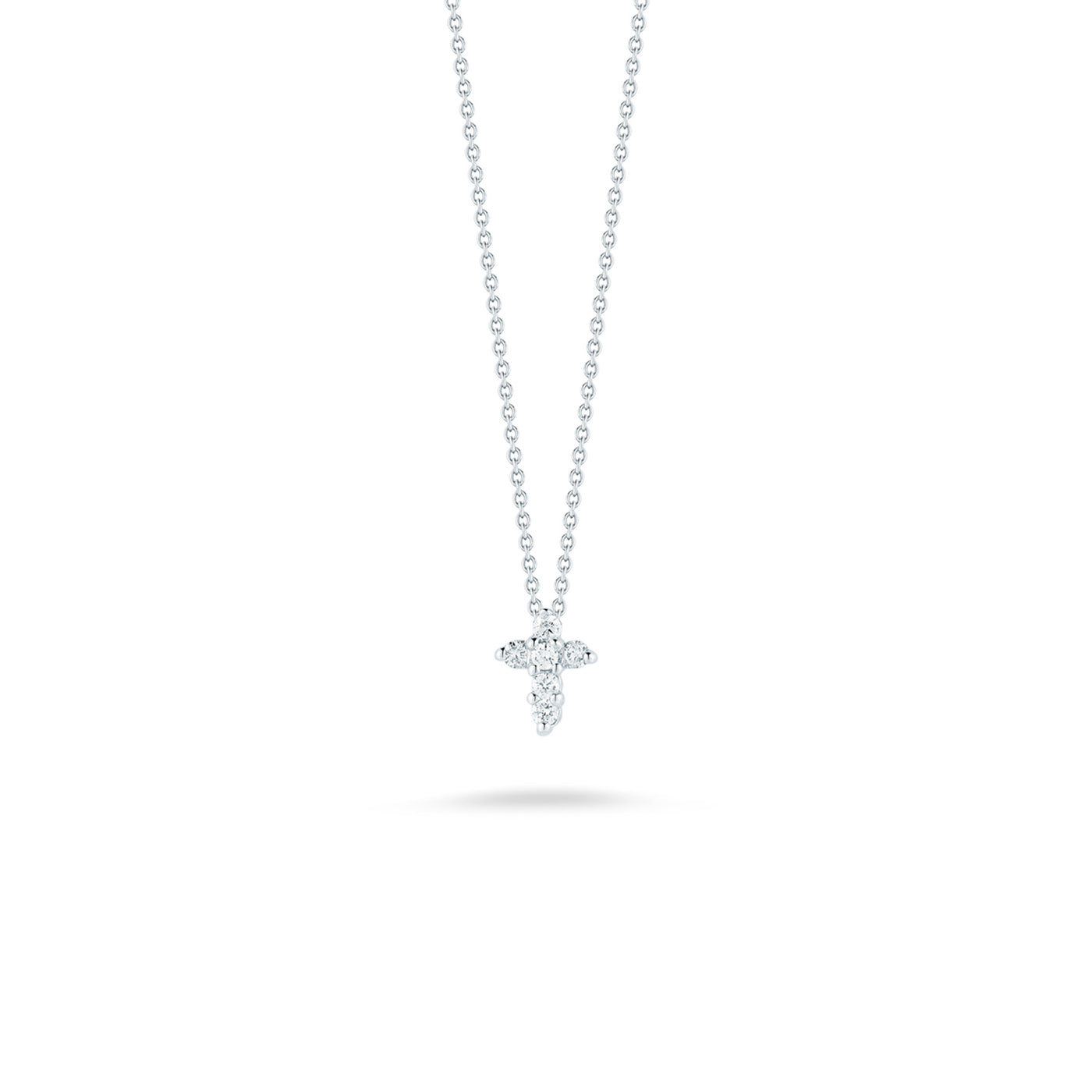 Roberto Coin 18k White Gold Tiny Treasures Diamond Cross Pendant Necklace – 001154AWCHX0