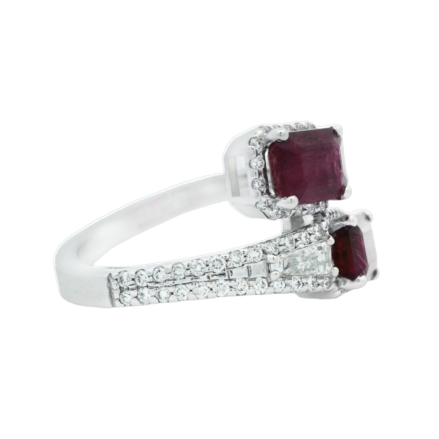 14k White Gold Ruby Diamond Fashion Ring