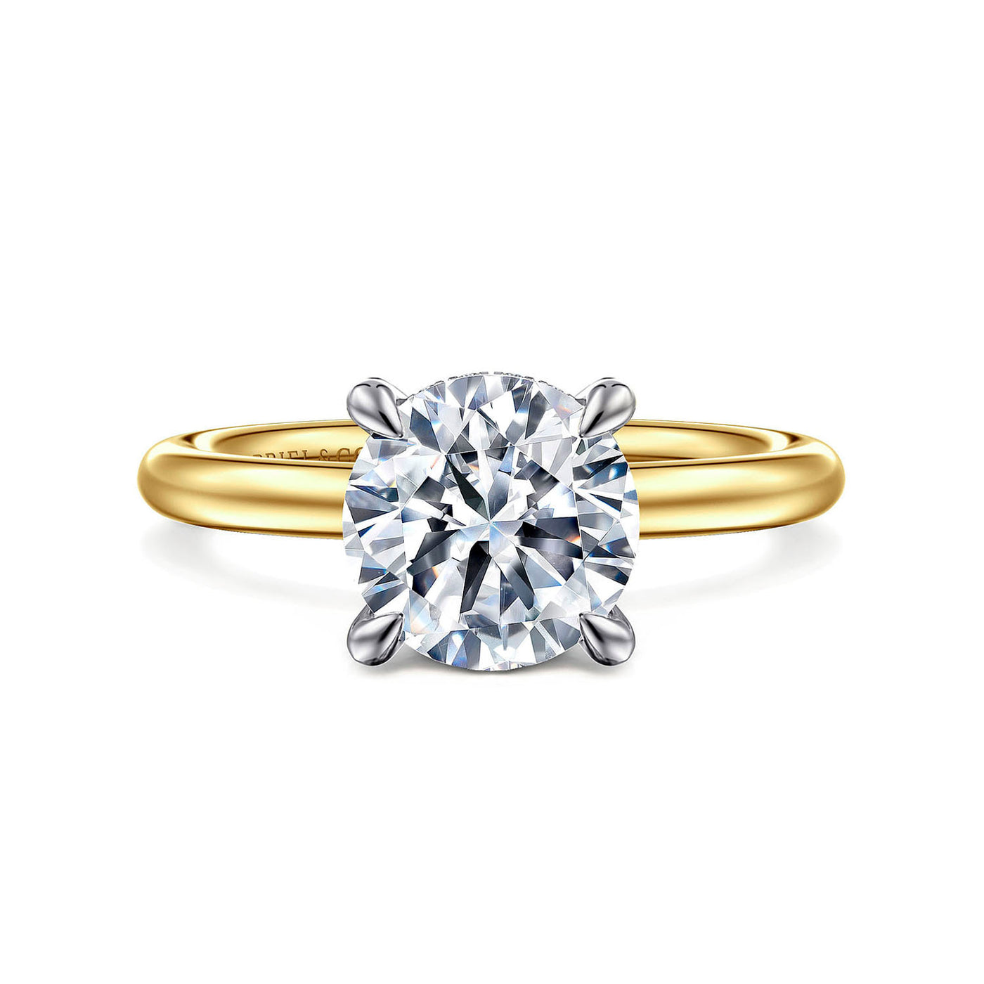 Gabriel & Co. 14k Yellow Gold Round Solitaire Diamond Semi-Mount Engagement Ring – ER16138R8M44JJ.CSCZ