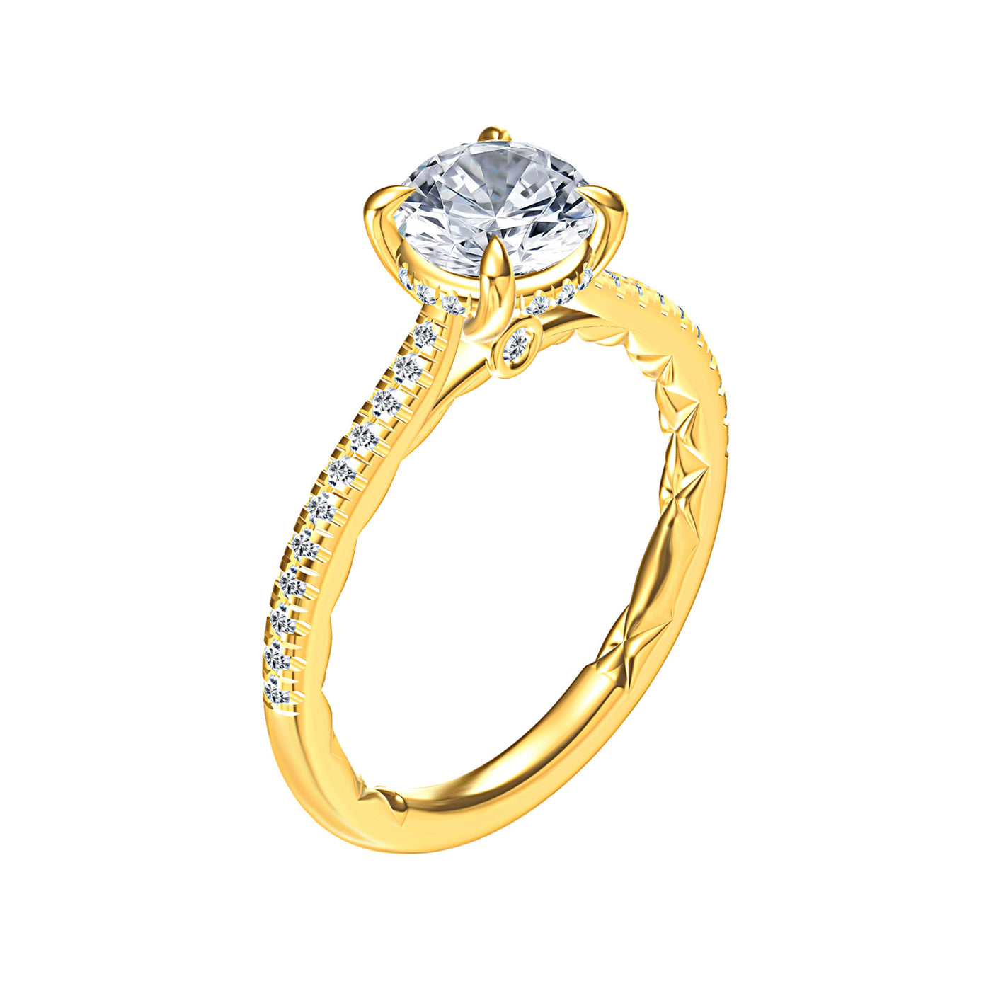 A.Jaffe 14k Yellow Gold Round Pavé Diamond Semi-Mount Engagement Ring – ME2029Q/148