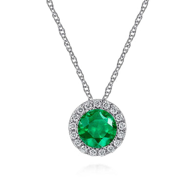 Gabriel & Co. 14k White Gold Diamond and Emerald Necklace – NK2824W45EA