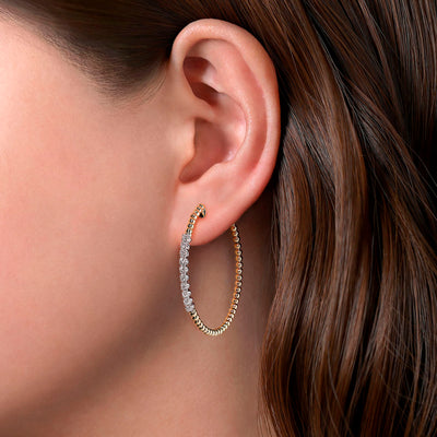 Gabriel & Co. 14k Yellow Gold Bujukan Round Diamond Hoop Earrings – EG13970Y45JJ