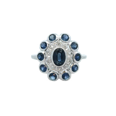 Estate 14k White Gold Sapphires and Diamonds Ring – 1050