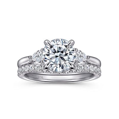 Gabriel & Co. 14k White Gold Three Stone Round Diamond Semi-Mount Engagement Ring – ER16402R6W44JJ.CSCZ