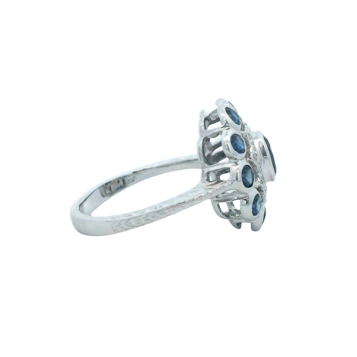 Estate 14k White Gold Sapphires and Diamonds Ring – 1050