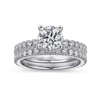 Gabriel & Co. 14k White Gold Round Hidden Halo Diamond Semi-Mount Engagement Ring – ER14649R4W44JJ.CSCZ