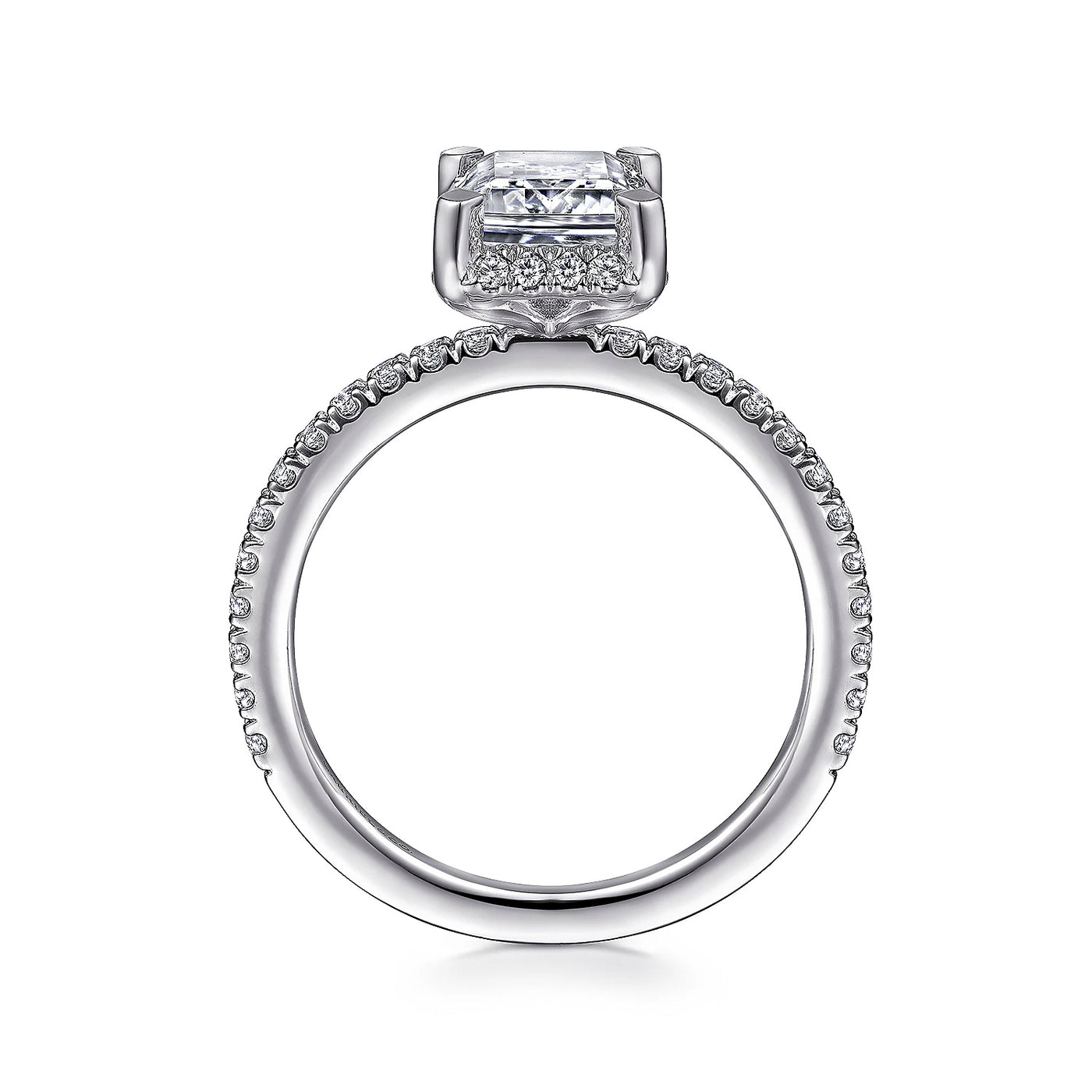 Gabriel & Co. 14k White Gold Emerald Cut Hidden Halo Diamond Semi-Mount Engagement Ring – ER14719E8W44JJ.CSCZ