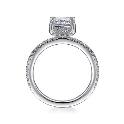 Gabriel & Co. 14k White Gold Emerald Cut Hidden Halo Diamond Semi-Mount Engagement Ring – ER14719E8W44JJ.CSCZ