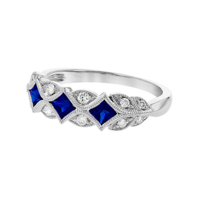 Allison Kaufman 14k White Gold Sapphires and Diamonds Fashion Ring – W2433