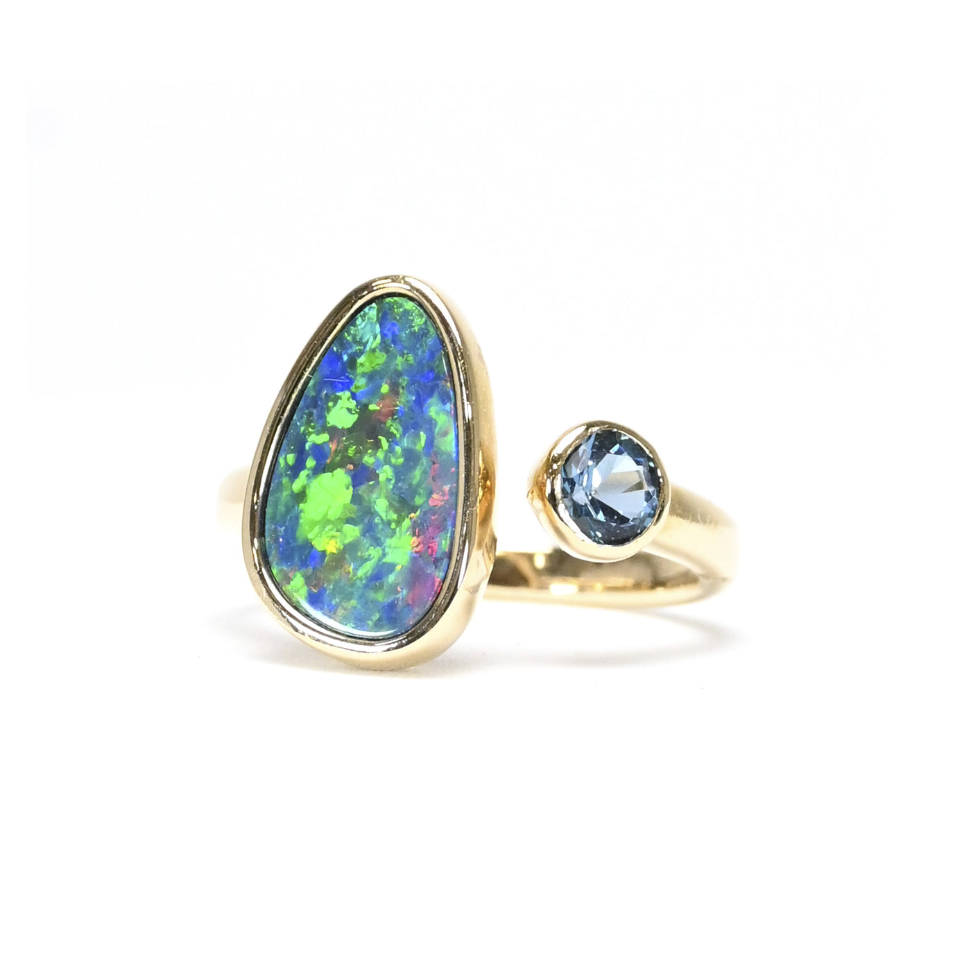 14kYellow Gold Opal Doublet/Blue Zircon Ring by Parlé